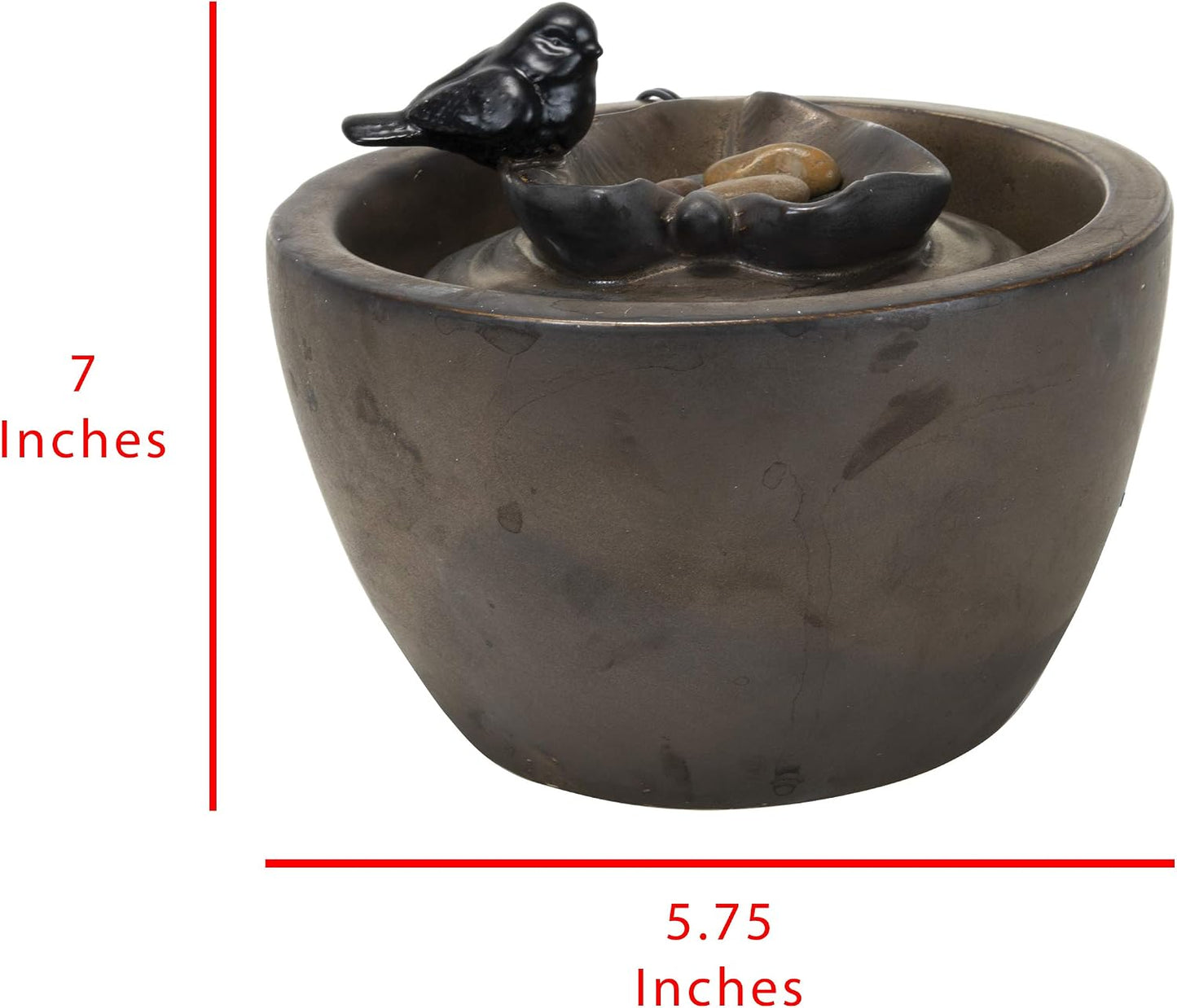Foreside Home & Garden Bronze Bird on Leaf Indoor Water Fountain with Pump