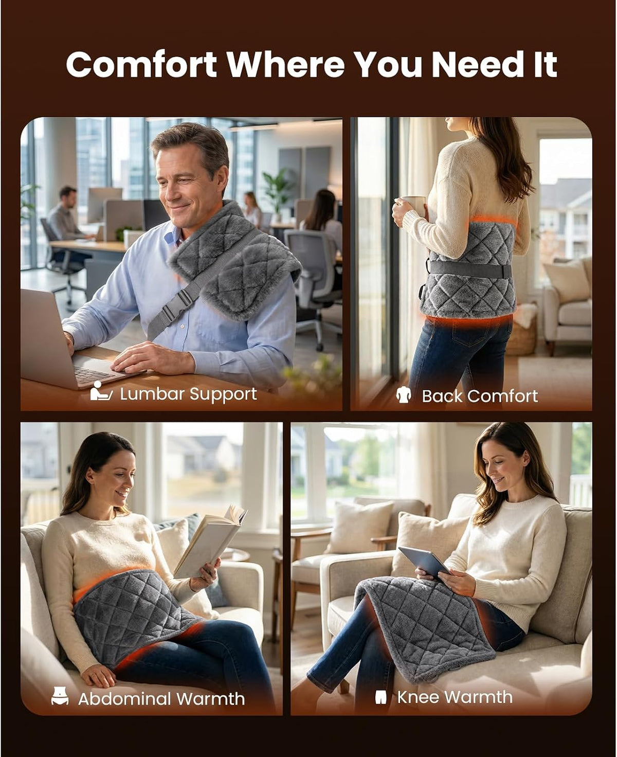 BOB AND BRAD TheraHeat Far Infrared Weighted Heating Pad for Back, Shoulder