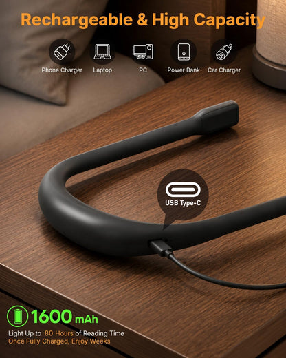 Reading Light, Rechargeable Neck Light, Stepless Dimming Book Light