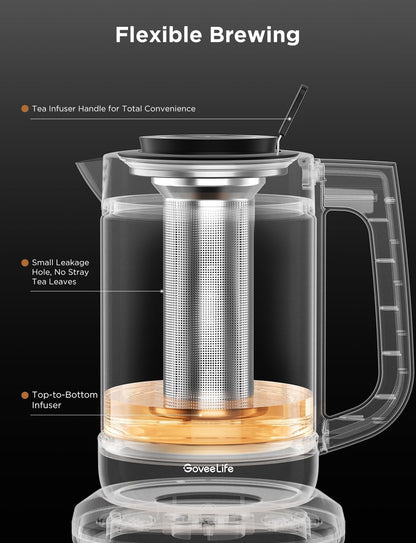 GoveeLife Smart Electric Kettle, Tea Infuser for Loose Leaf, 1.7L Silver