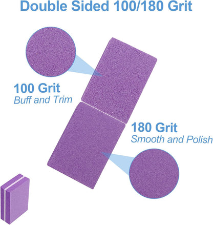 Nail Buffers (50 Pack), Mini Buffer Block Nail File for Acrylic Nails and Natural Nails, 100/180 Grit Nail Buffer Block Bulk Buffing Blocks for Nail Buff Professional Manicure File Blocks Set Pink