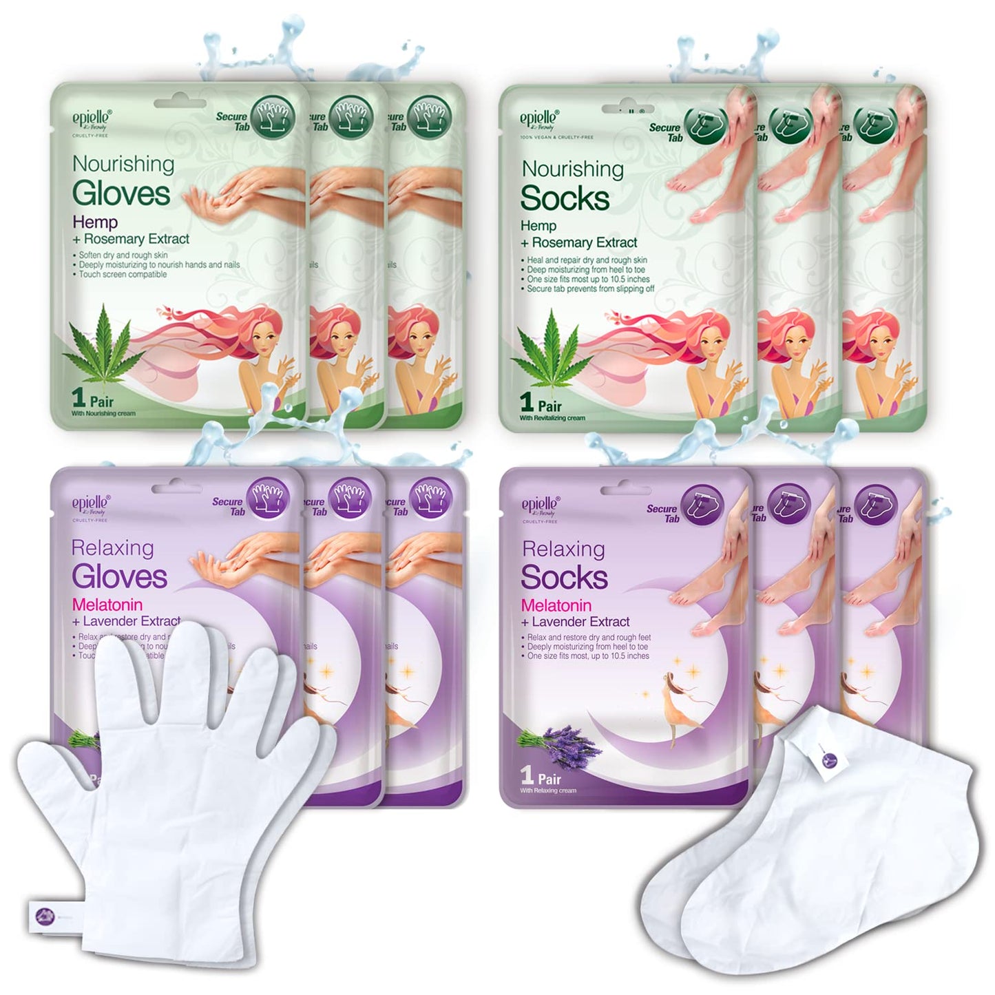 Epielle Foot Peel Mask | 2 Pairs | For Cracked Heels, Dead Skin & Calluses | Smooth & Repair Rough, Dry Skin | Beauty Gift, Spa Day, Gift Set | Korean Skincare