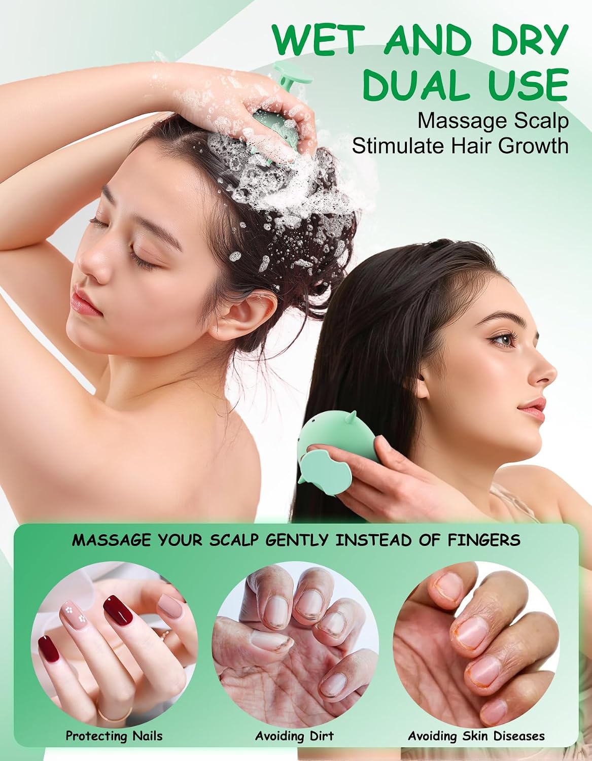Scalp Massager Hair Growth, Silicone Scalp Scrubber Shower Shampoo Brush | One-Piece Silicone Scalp Exfoliator, Wet & Dry Hair Care, No Seams to Trap Water or Grime, Flakes and Buildup