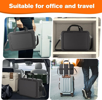 Fireproof File Organizer with Lock,Fireproof Document Folder, Portable Home Office Travel Safe Storage for Important Documents Laptop Black