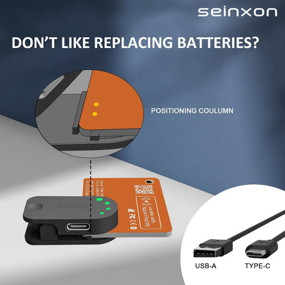 SEINXON Wallet Tracker (iOS Only) IP68 Thin Item Finder Card Luggage Located Bluetooth Works with Apple Find My APP & Network - Magnetic Charger (Slim)