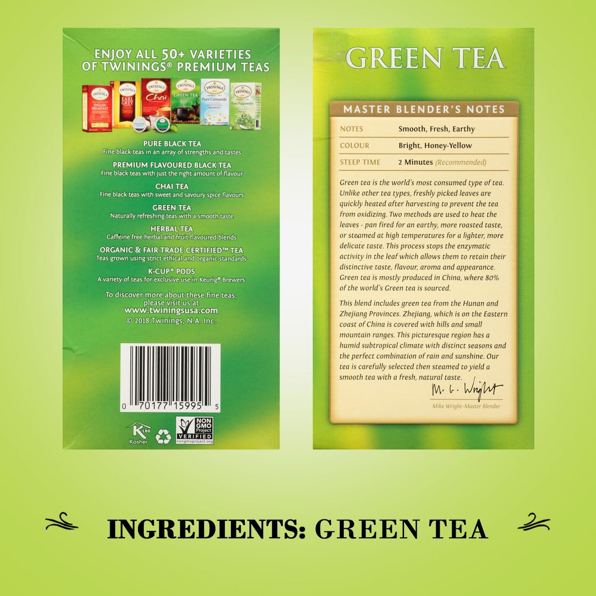 Twinings Green Tea Bags - Caffeinated Tea Made from Fresh Green Tea Leaves, Perfect for Hot or Iced Tea, 50 Count