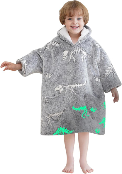 Fiosnow Glow in the Dark Unicorn Blanket Hoodies for Kids 6-13YR Oversize Wearable Blanket Hoodies for Boys Girls Teens