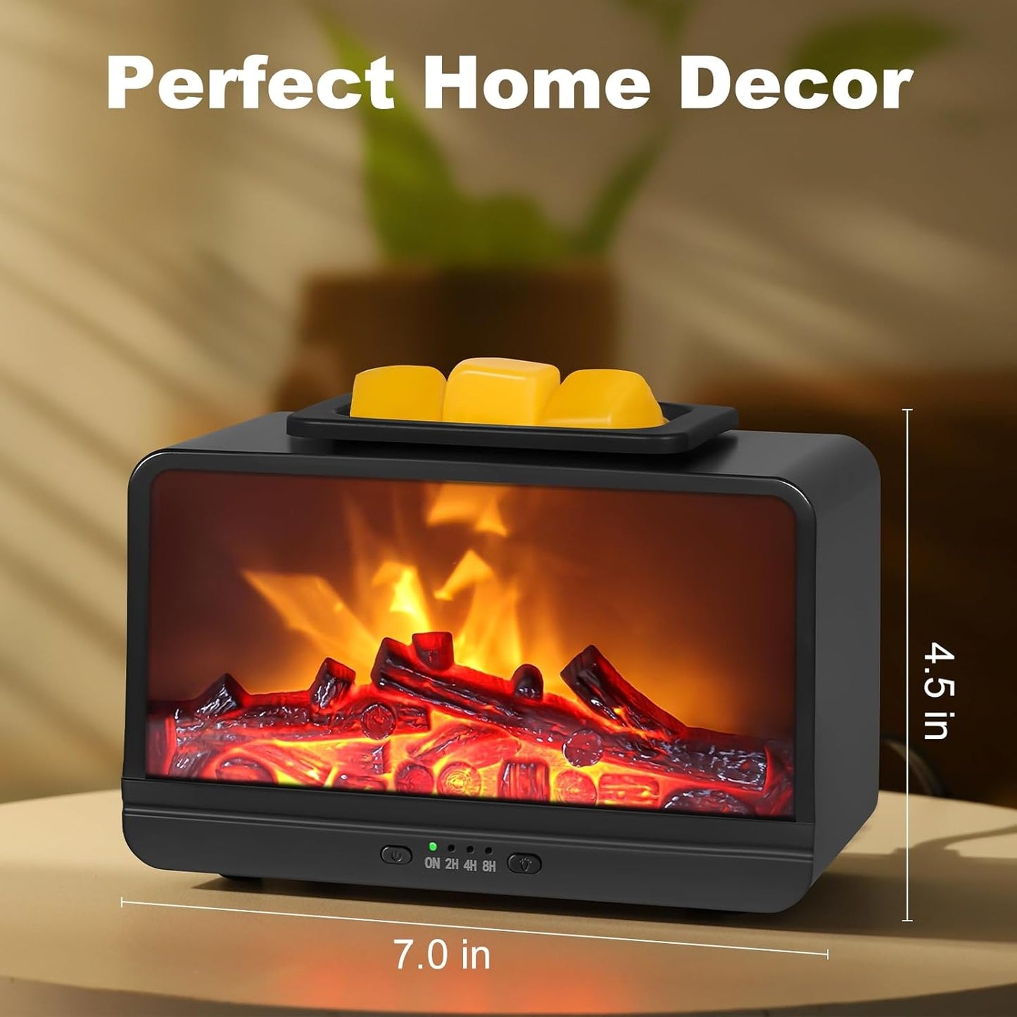 Flame Fireplace Wax Melt Warmer,Scentsy Wax Warmer with Timer, Electric Wax Warmer for Scented Wax with PTC Heating Plate, Wax Burner for Women Gifts & Home Decor(Black)