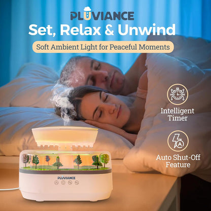 Raindrop Aroma Diffuser | 7-Color LED Light Rain Cloud Humidifier with Water Drip & Rainfall Sound (250 ml) - Humidifier with Aromatherapy & Auto Shut-off Timer For Bedroom, Office, Home