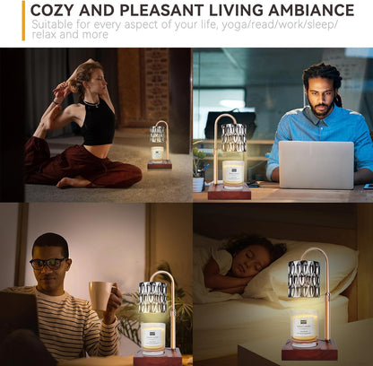 Candle Warmer Lamp with 3 Bulbs, Adjustable Height Dimmable Candle Warmer with Timer, Candle Lamp with Charming Gift Box Ribbon,Birthday Gifts for Women Mom, House Warming Gifts New Home Decor
