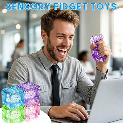 Square Squishy Squeeze Fidget Toys: Stress Relief Toys for Men Super Soft Slow Rising Cube - Sensory Desk Toys for Office Stress, Anxiety Relief & Focus - Cool Birthday Party Favors for Teens & Adults