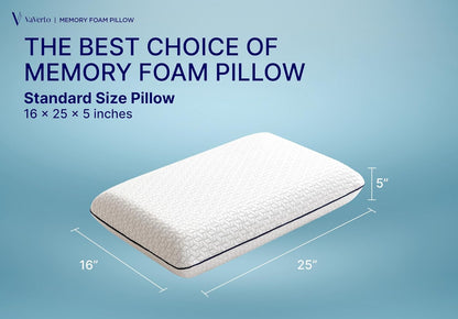 Cooling Gel Memory Foam Pillows - 1-Pack - Standard Size Memory Foam Pillow For Sleeping - Firm Pillow - Back, Stomach & Side Sleeper - Shoulder & Back Pain Relief - Washable, Bamboo Viscose Cover