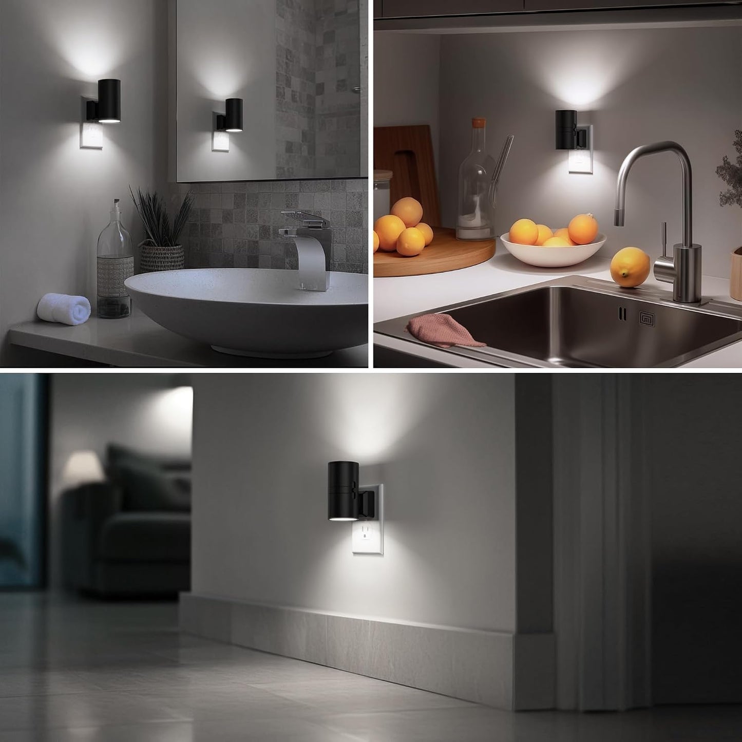 Briignite Night Lights Plug into Wall, Modern LED Night Light Plug in, Dusk to Dawn Sensor,Amber Night Light 0-100LM Adjustable Brightness, Dimmable NightLight for Hallway, Bedroom, Stairway, 2 Pack