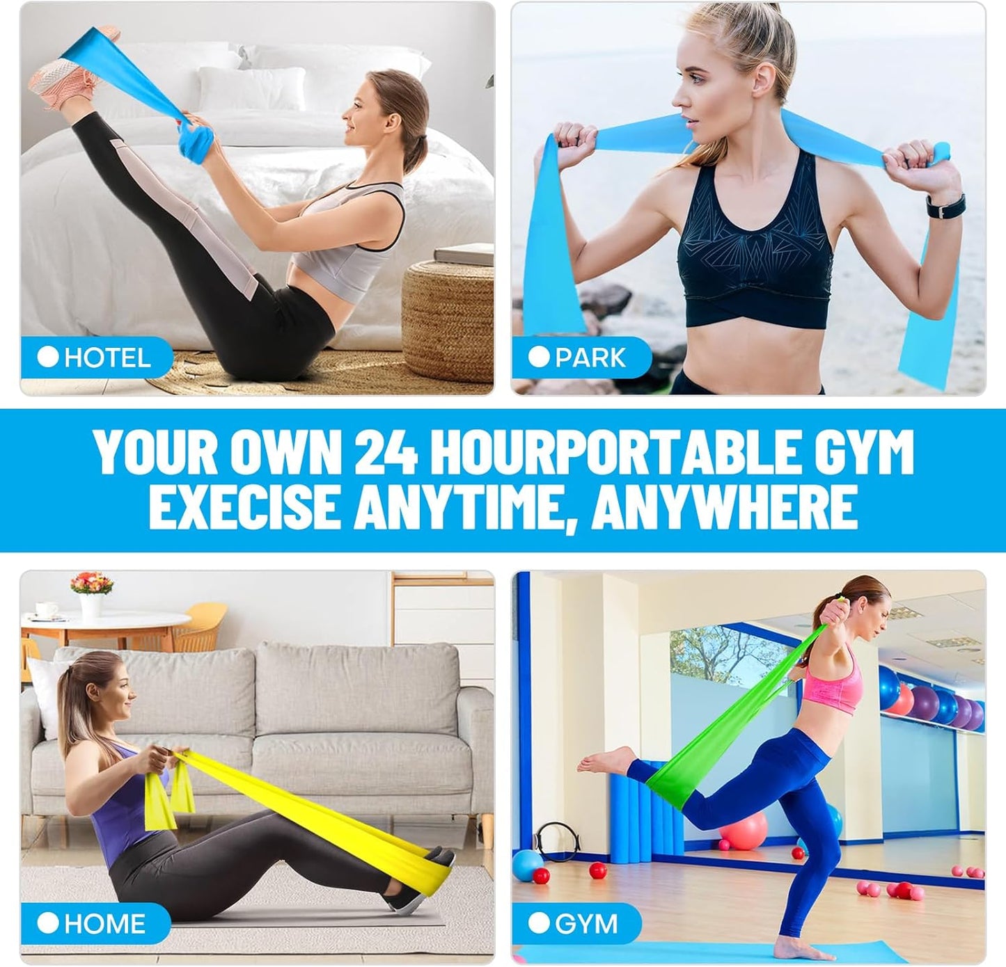 Resistance Bands, Professional Exercise Bands, Physical Therapy Bands for Strength Training, Yoga, Pilates, Stretching, Recovery, Stretch Elastic Band for Working Out, Workout Bands for Home Gym