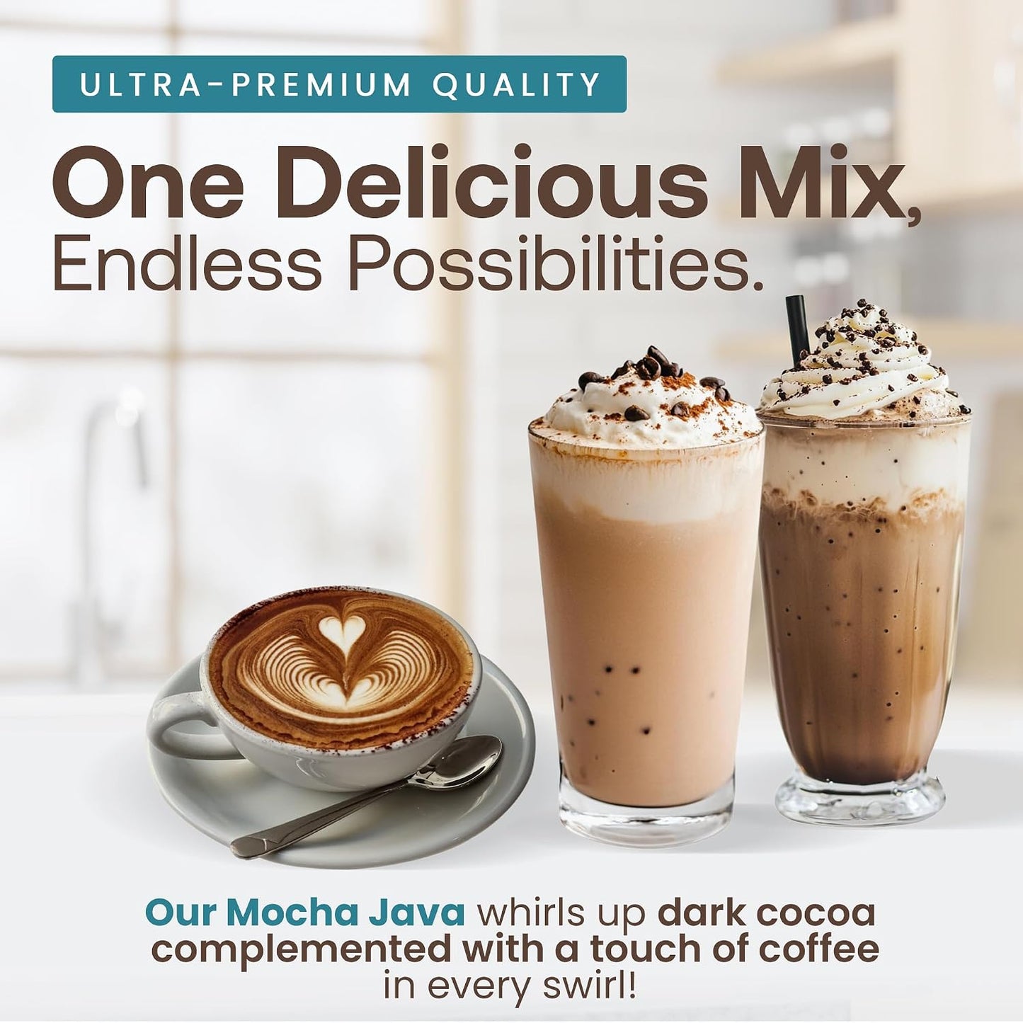Café Essentials Matcha Green Tea Latte Frappe Mix – No Artificial Colors, Flavors, or Sweeteners – Shelf Stable – 51mg of Caffeine – Great for Hot, Iced, & Frozen Frappes (3.5 lb Bag, 30 Servings)