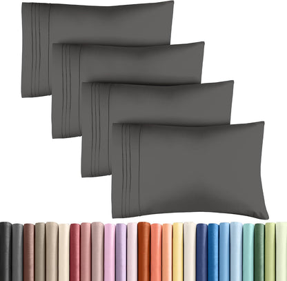 Standard Pillow Cases Set of 10 - Ultra Soft Hotel Quality Pillowcase Covers - Comfy, Cozy & Wrinkle Free - Shrink, Stain and Fade Resistant - Machine Washable Pillow Protectors - 10 Pcs Set - White - Colors A