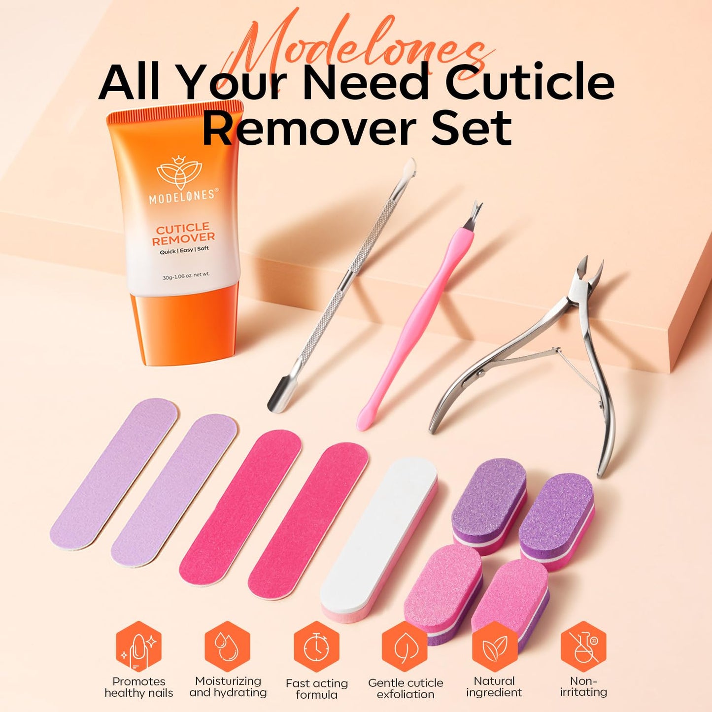 Modelones Cuticle Remover Kit Cuticle Remover Liquid & Cuticle Oil Pen Nail Kit w/Cuticle Trimmer Nail Stuff & File Cuticle Pusher & Nippers Manicure Kit for Women Nail Tools Manicure Set Nail Care