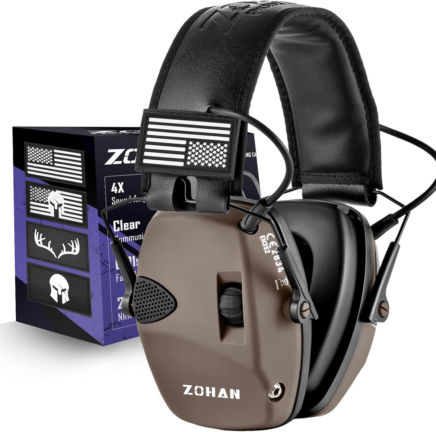 ZOHAN Electronic Shooting Earmuffs Built in Ambient Sound Amplifier, Hearing Protection for Shooters, NRR 23dB Noise Reduction, Ideal Gun Range Ear Protection Headphones for Hunting-Black&Purple