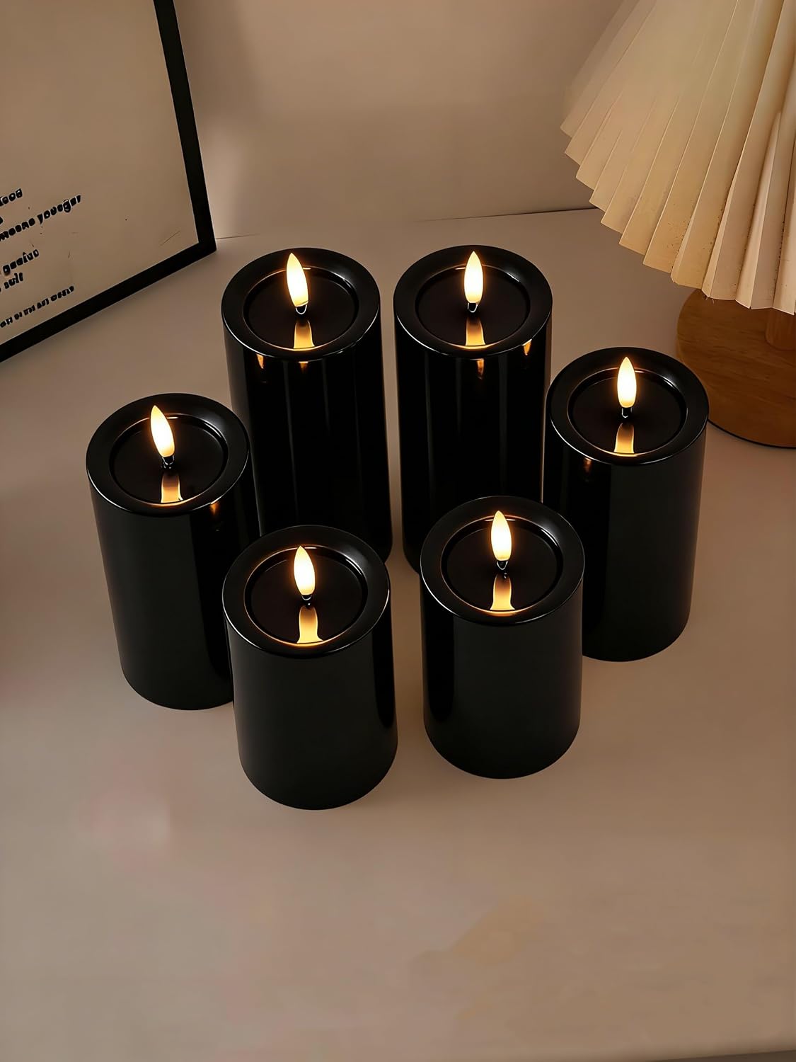 Gmnee 3"x4" Outdoor Waterproof Flameless Candles with Remote and Timers, LED Candles, Battery Operated Candles, Electric Fake Pillar Candles for Patio, Porch, and Lanterns Decor (Ivory, Plastic)