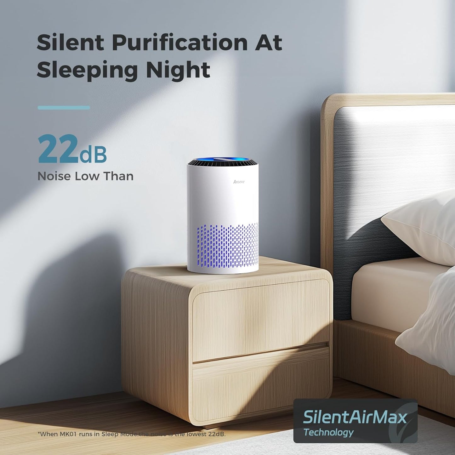 AROEVE Air Purifiers for Bedroom Home, Air Purifier For Smoke Pollen Dander Hair Smell Air Cleaner with Sleep Mode Speed Control For Bedroom Office, MK01- Black(Available for California)