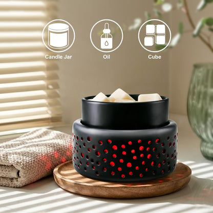 VICTORIA AROMA Ceramic Wax Melt Warmer - LED Night Light Candle Wax Warmer for Scented Wax, Electric Fragrance Wax Melter for Home, Office, Bedroom Decor, and Gifts