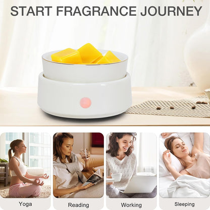 Candle Wax Melt Warmer with Safety Timer Auto Shut-Off Ceramic Electric Wax Burner Melter Timer Adjust Fragrance Intensity for Scented Wax Melts Candle Jars Essential Oils Home Office Gift Decor