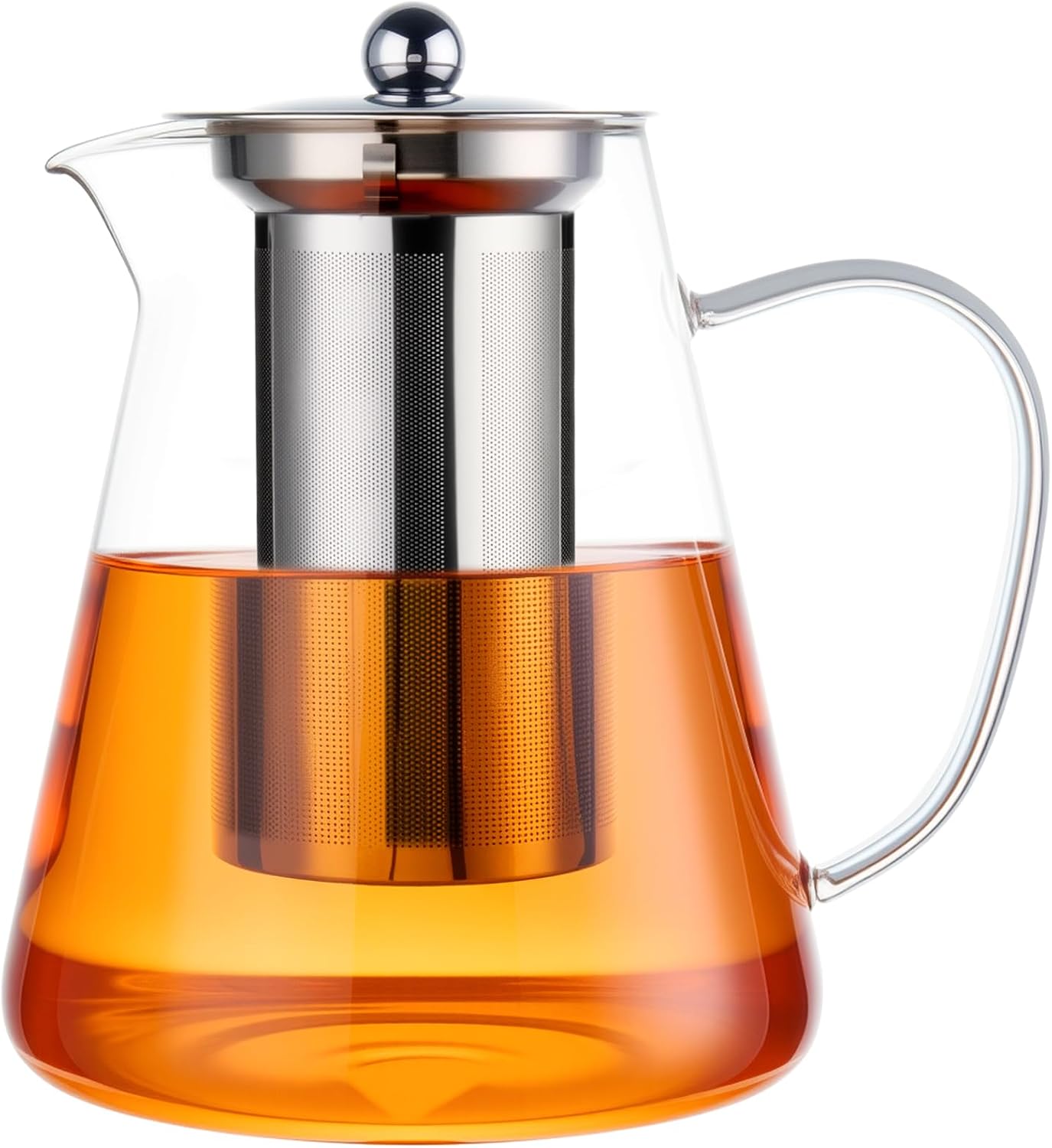 Baalaka Glass Teapot Stovetop 20 OZ/600ml, Tea pot with Removable 18/8 Stainless Steel Infuser, Borosilicate Clear Tea Kettle, Teapot Blooming and Loose Leaf Tea Maker Tea Brewer for Camping, Travel