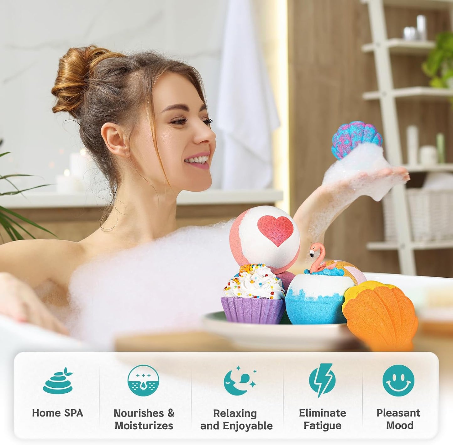 Aofmee Bath Bombs, 6pcs Bubble Bath Bomb for Girls, Handmade Fizzies Bathbombs for Women, Natural Organic Kids Spa Kit, Non Toxic Bath Kit for Teens, Gift Set for Mother Birthday Christmas Easter
