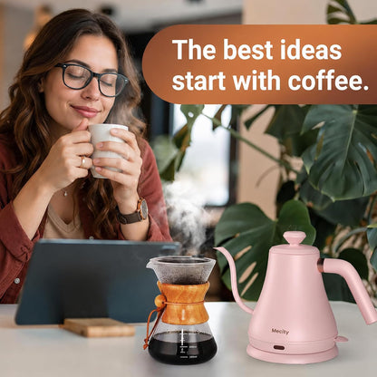 Mecity Electric Kettle Gooseneck Water Kettle Stainless Steel Tea Kettle Water Boiler Fast Heating, Auto Shut Off, 27 fl oz, 1000W, Stainless Steel