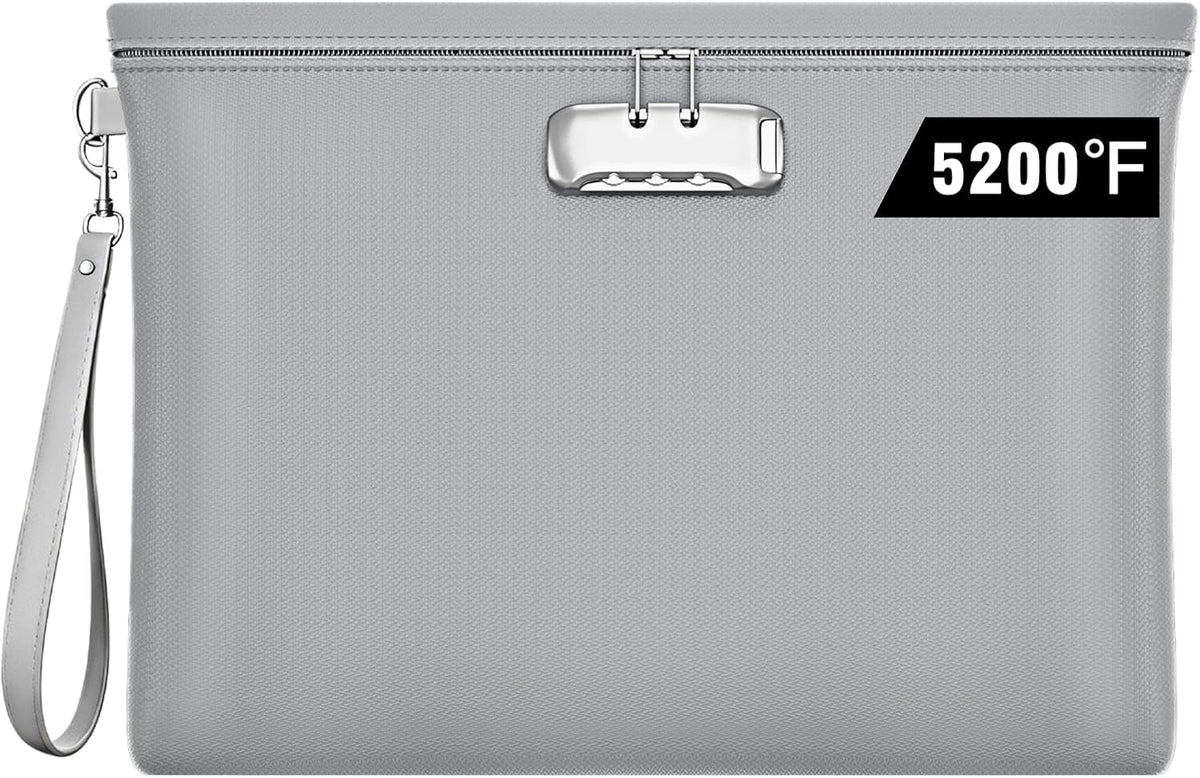 Fireproof Document Bag with Lock,Waterproof Money Pouch,14.3"x10.2"