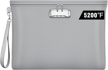 Fireproof Document Bag with Lock,Waterproof Money Pouch,14.3"x10.2"