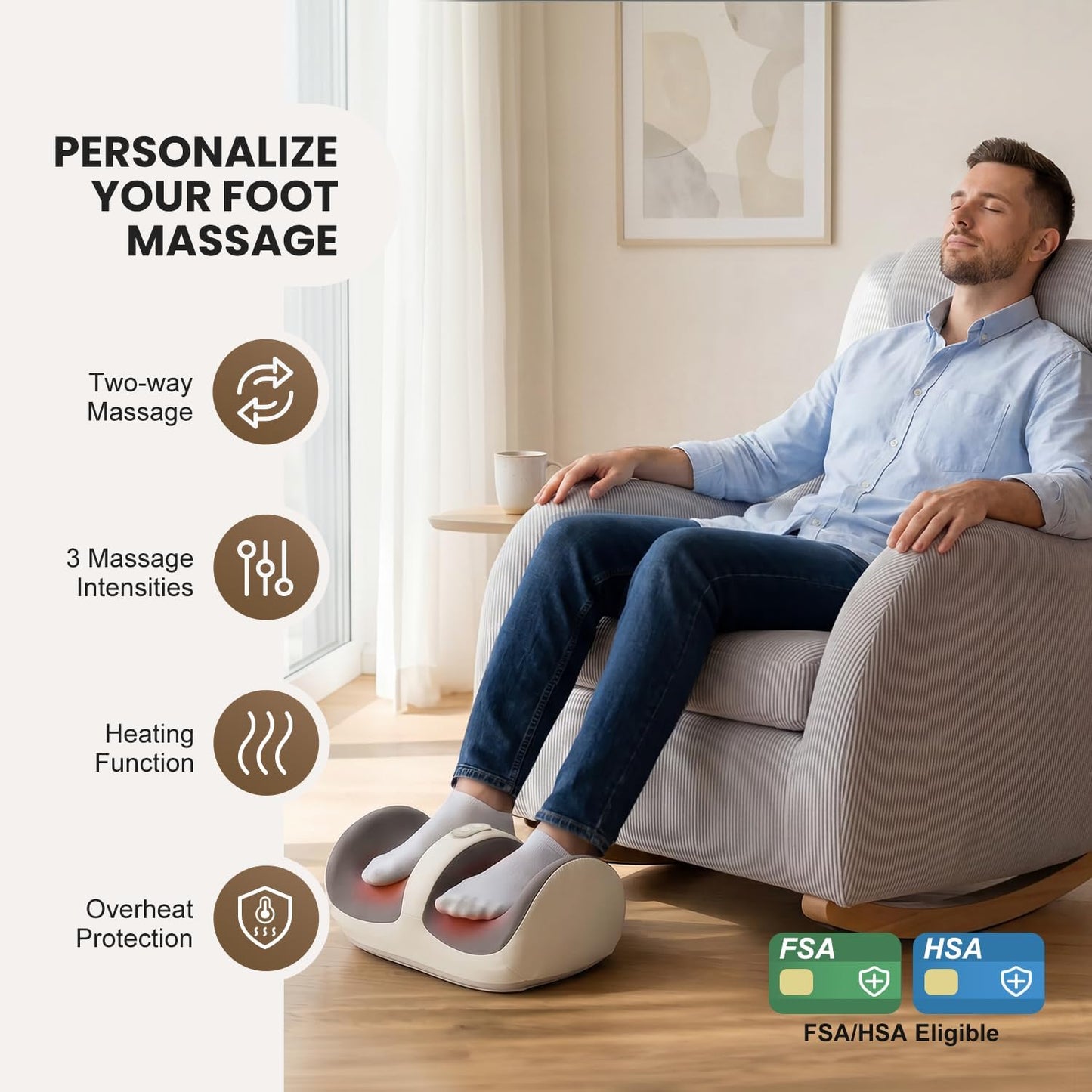 Nekteck Foot Massager with Heat & Foot Roller, Shiatsu Calf Leg Massager for Circulation and Neuropathy Pain Relief for Feet Care Home Office Gadgets Relaxing Massage Tools Gifts for Women Men Mom Dad