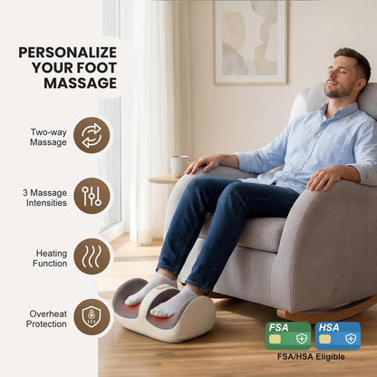 Nekteck Foot Massager with Heat & Foot Roller, Shiatsu Calf Leg Massager for Circulation and Neuropathy Pain Relief for Feet Care Home Office Gadgets Relaxing Massage Tools Gifts for Women Men Mom Dad