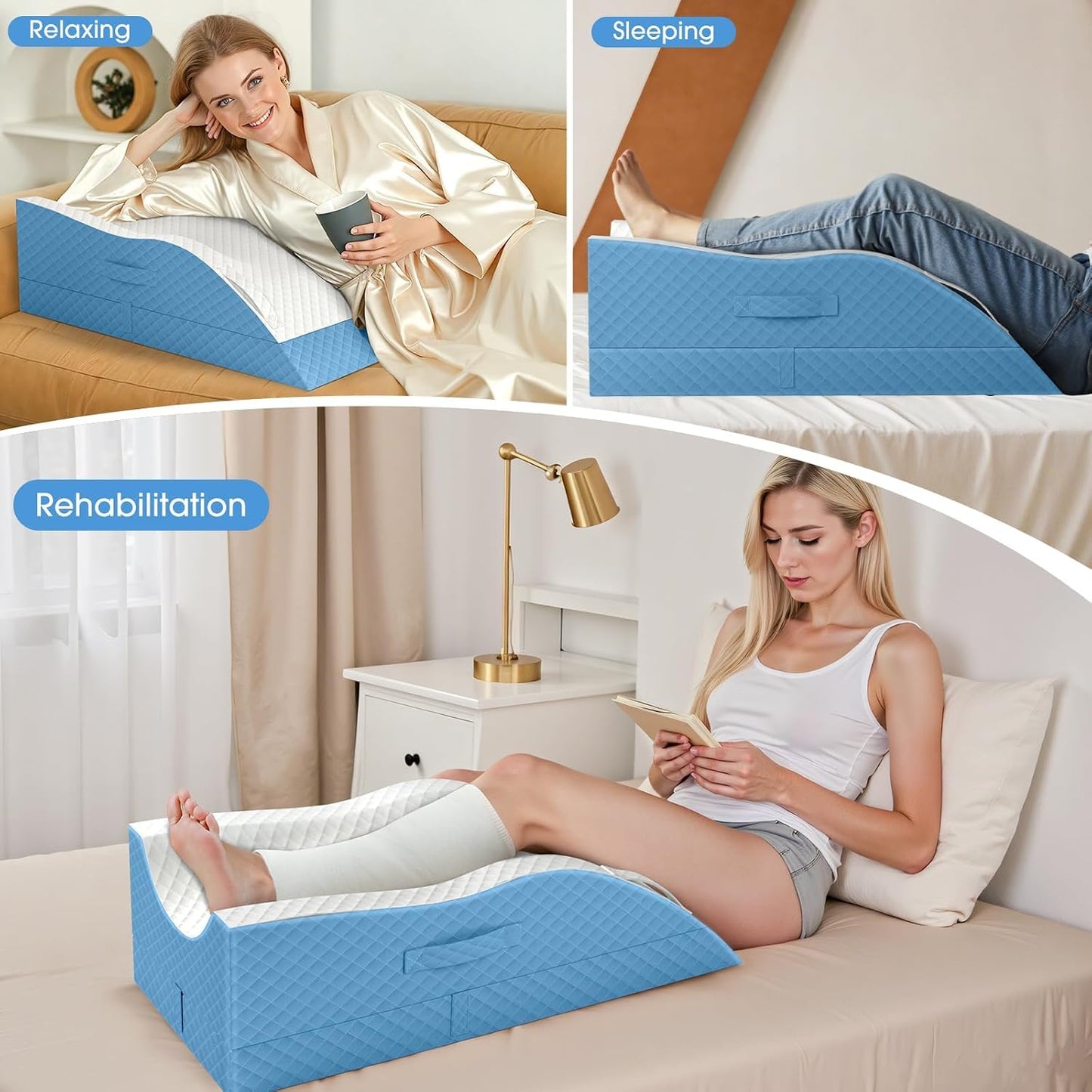 TranquilRelax Elevation Pillows for Leg After Surgery, Memory Foam Adjustable Wedge Pillow for Injury or Rest, Ankle Pillow for Sleeping Blood Circulation, Grey/Single Leg