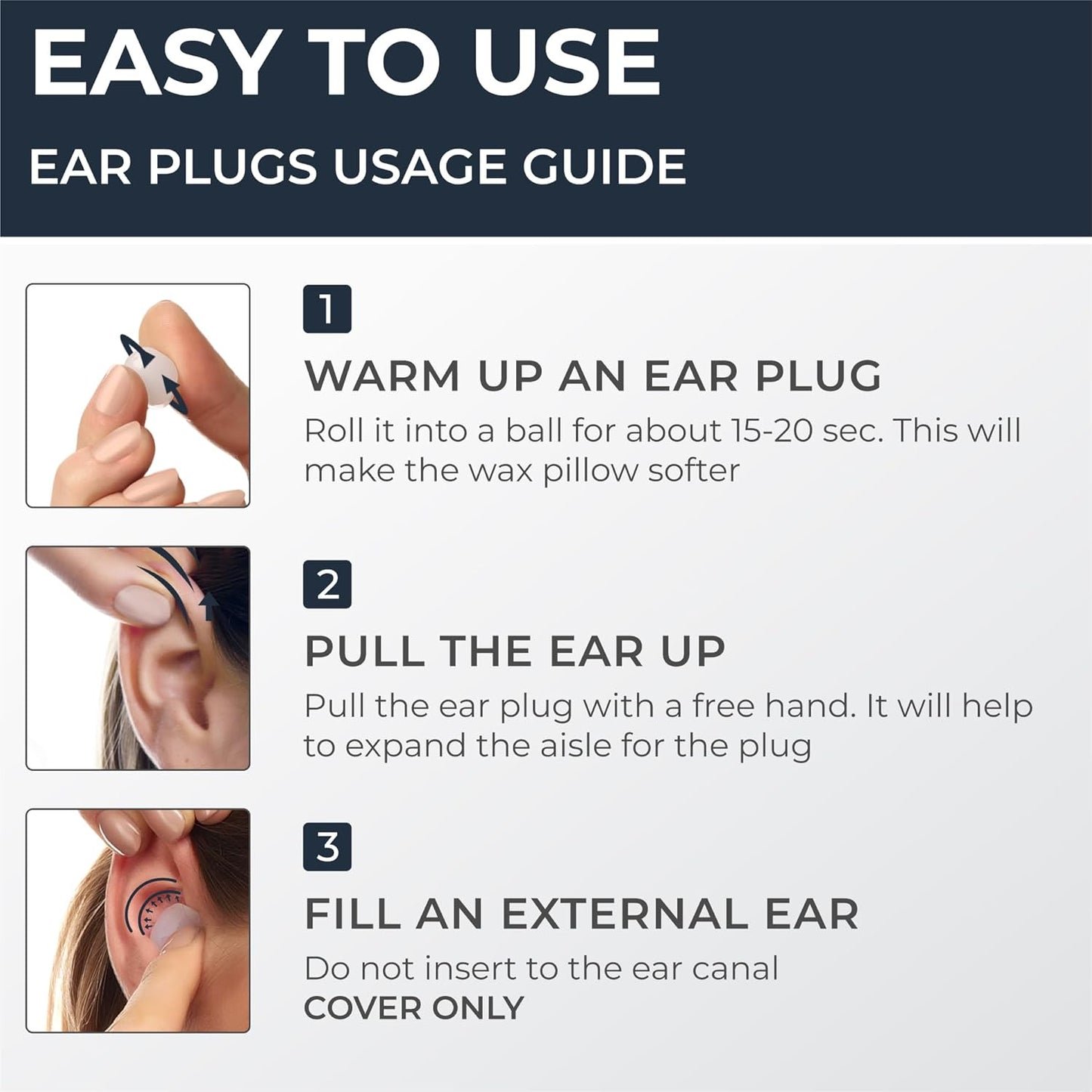PQ Silicone Gel Ear Plugs for Sleeping and Swimming - 50 Noise Cancelling Earplugs, Ear Protection with Sound Blocking Level 32Db, Soft Wax Pillows (50 Pillows), Color: White
