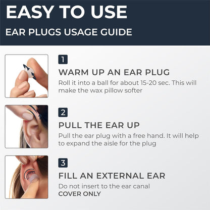 PQ Silicone Gel Ear Plugs for Sleeping and Swimming - 50 Noise Cancelling Earplugs, Ear Protection with Sound Blocking Level 32Db, Soft Wax Pillows (50 Pillows), Color: White