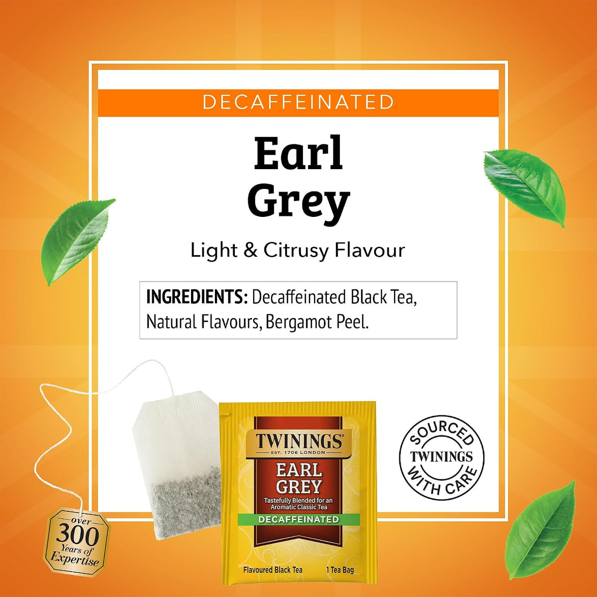 Twinings Decaffeinated Earl Grey Black Tea Individually Wrapped Bags, 20 Count (Pack of 6), Flavoured with Citrus and Bergamot, Enjoy Hot or Iced, 120 Teabags