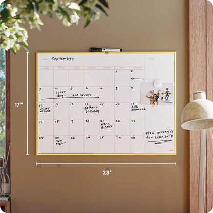 U Brands Magnetic Dry Erase Calendar White Board, 16" x 20", Silver Aluminum Frame, Includes Magnet and Marker