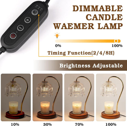 Funistree Flower Candle Warmer Lamp with Timer, Dimmable Candle Lamp Warmer, Christmas Birthday Gifts for Women Mom Her, Housewarming Home Decor, Lotus Wax Warmer for Yankee Candles - Lily Amber