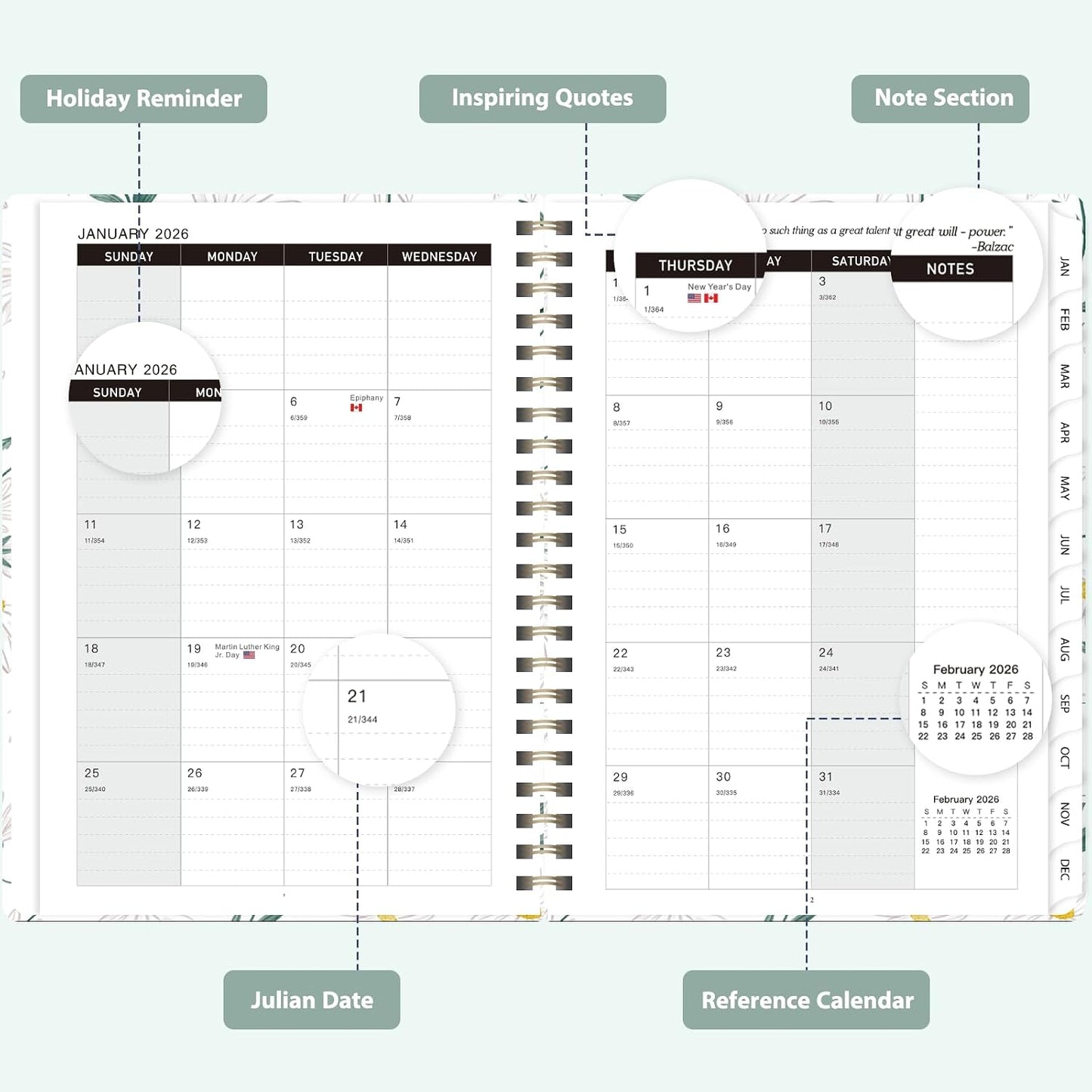 Planner 2026-2027, Weekly and Monthly Calendar Planner, JUL 2026 - JUN 2027 | Academic Year, Daily Agenda Book, A5(6.3'' x 8.5''), Sprial Bound, Inner Pocket, Office School Use