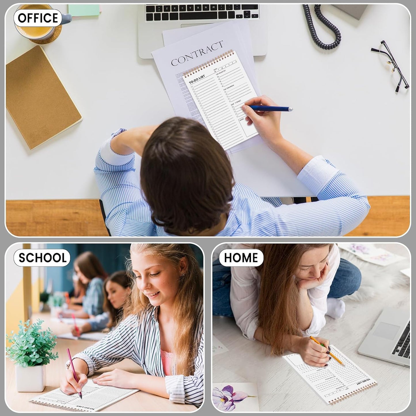 to Do List Notepad, Undated Daily Planner, 120 Pages, 6.7 x 9.8 in | 100 GSM FSC Paper, Plastic Cover, Spiral Bound, Tear-Off Pages, Task Checklist Layout For Home Office School Supplies