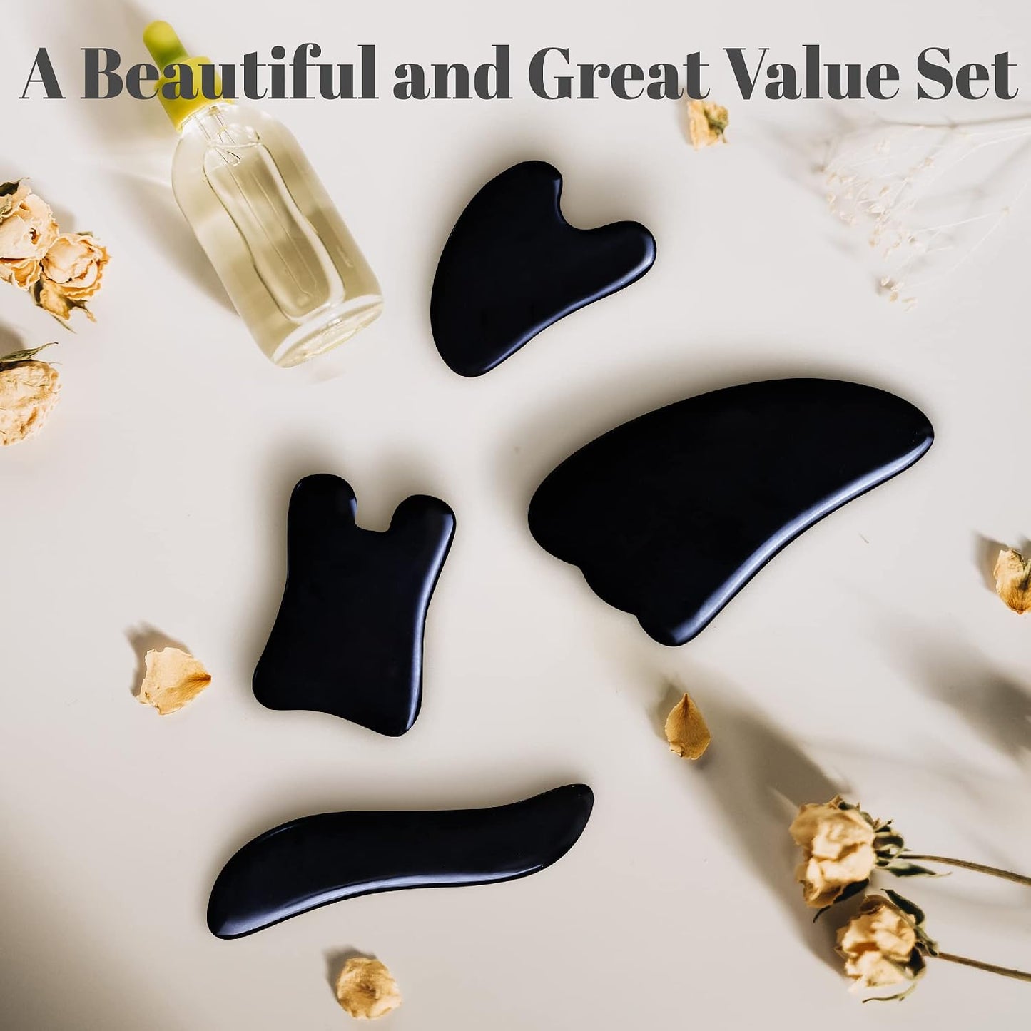 Rena Chris Guasha Massage Tool, 4 pcs Gua Sha Facial Tool, Guasha Board for SPA Acupuncture Therapy Trigger Point Treatment, Gua Sha Scraping Massage Tool (Green)