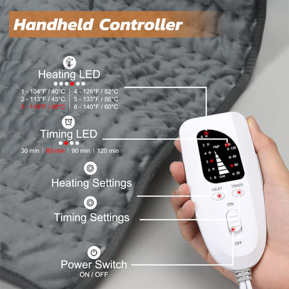 Electric Heating pad for Back Neck Shoulder Knee Arms Legs- Electric Heat Pads with 6 Heat Settings & Auto Shut Off Heat Heating Pad for Birthday Mother Father Girl Men Women