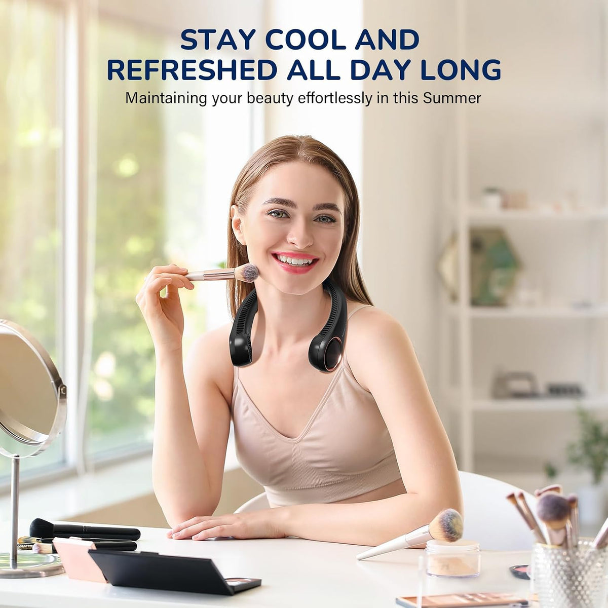 Morelax Neck Fan, USB Rechargeable Personal Fan,Hand Free Bladeless Portable Fans,4000 mAh, 3 Speeds,72 Air Faster softer 360° Cooling, Ultra Quiet,Gift Suitable for Home, Office, Travel, Sports