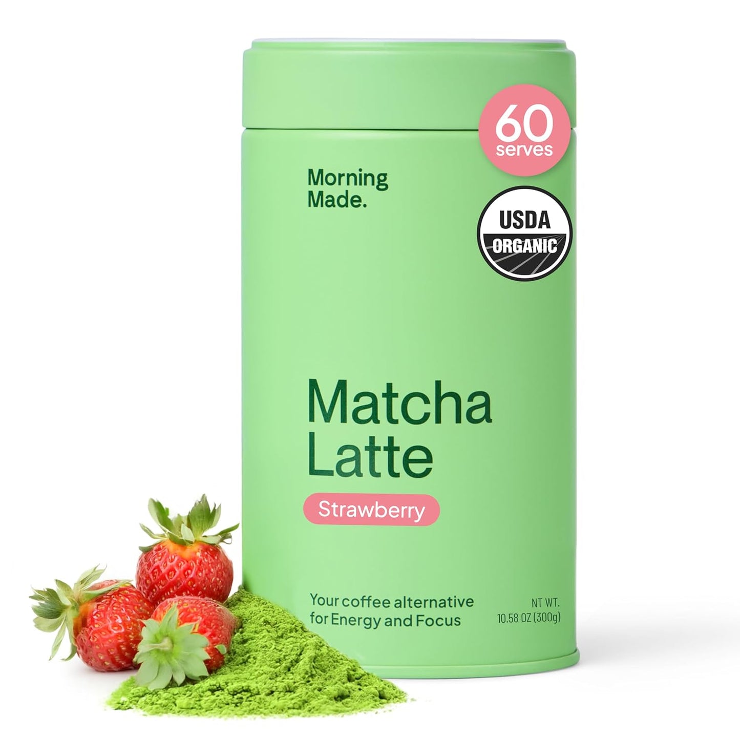 Morning Made Vanilla Ceremonial Grade Matcha Powder - USDA Organic Japanese Green Tea Matcha Powder from Uji Japan - Vegan, Gluten-Free, Resealable Tin (10.6 oz, 60 Servings)