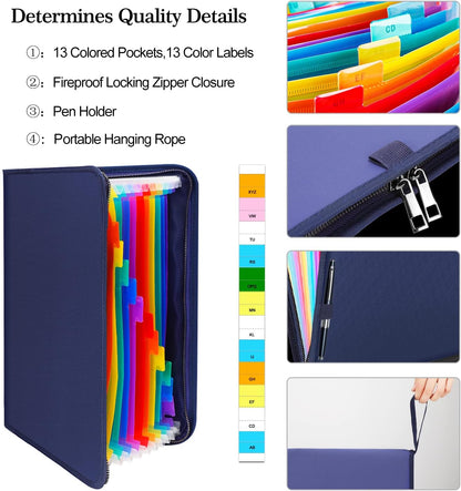 ENGPOW Expanding File Folder,Fireproof 13 Pockets Document Organizer Bag