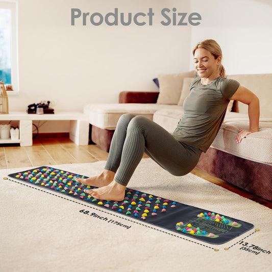 Foot Massage Mat, Reflexology Mat Walk Stone Road Foot Acupressure Mat Pressure Point Massage Acupoint Mat for Long Sitting Elderly Students and Office Workers (68.9 x 13.78 Inches)