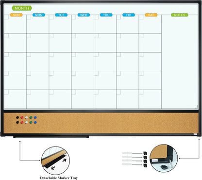JILoffice Magnetic Dry Erase Calendar Whiteboard, 24" x 18" Monthly Board