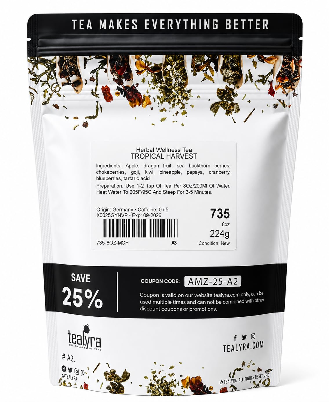 Tealyra | Tropical Harvest Loose Leaf Herbal Fruit Tea, 112g (4 oz)