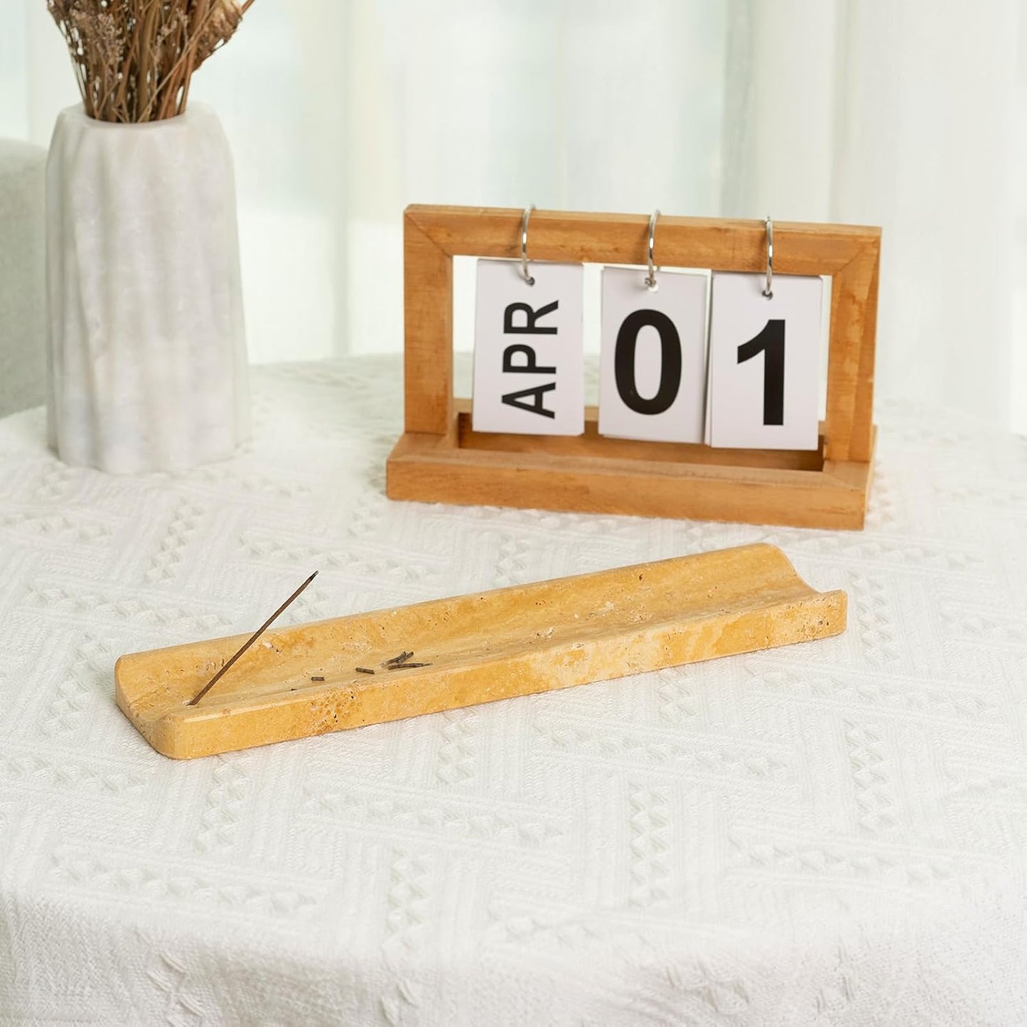 Koville Marble Incense Holder, Incense Holder for Sticks, Incense Sticks Holder Ash Catcher for Meditation Yoga SPA, Natural Stone Incense Burner, Home Table Decor (Grey)